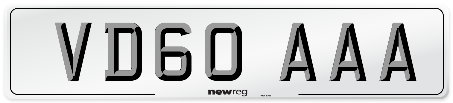 VD60 AAA Number Plate from New Reg